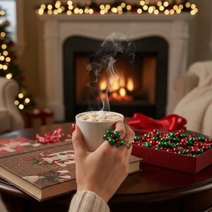 NWT Jingle Rings for Women adjustable  Green & Red Ring with 9  bells 3/$10